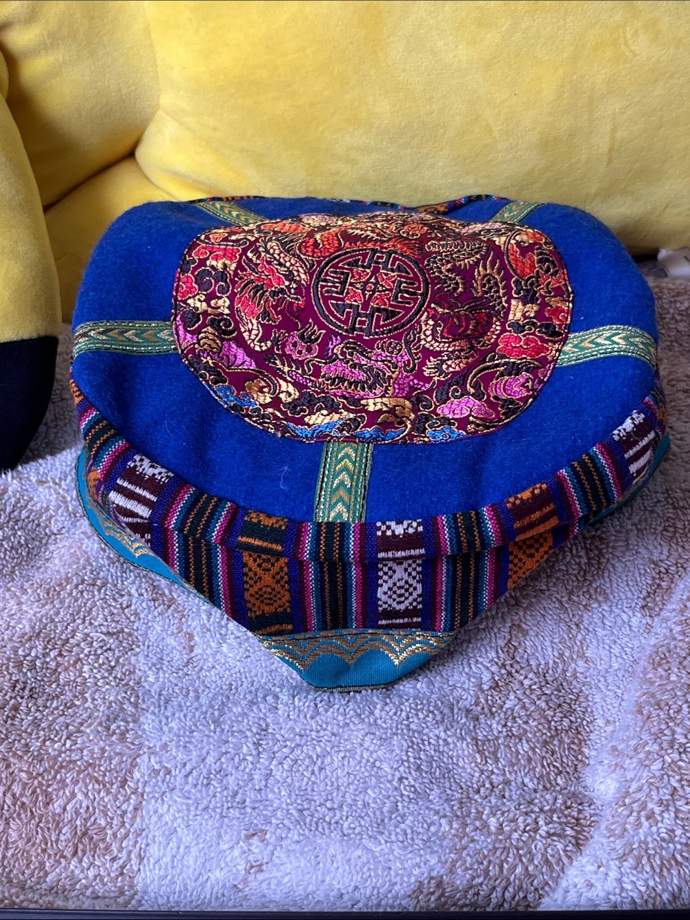 Bohemian Blue Embroidered Heart-Shaped Hat